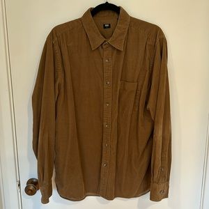 Uniqlo brown corduroy button down shirt L